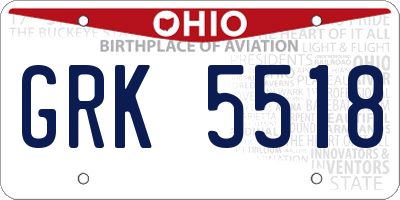 OH license plate GRK5518