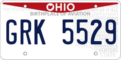 OH license plate GRK5529