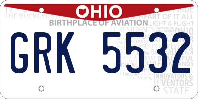 OH license plate GRK5532