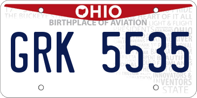 OH license plate GRK5535