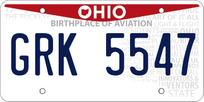 OH license plate GRK5547