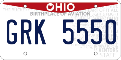 OH license plate GRK5550