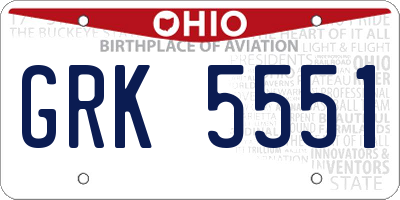 OH license plate GRK5551