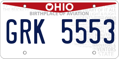 OH license plate GRK5553