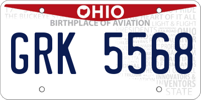 OH license plate GRK5568