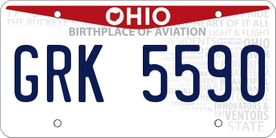 OH license plate GRK5590