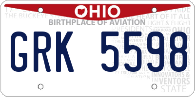 OH license plate GRK5598