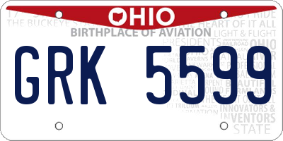 OH license plate GRK5599