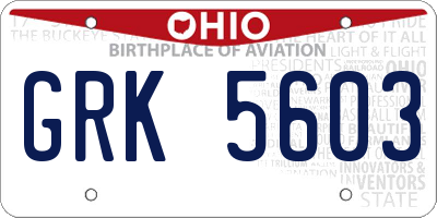 OH license plate GRK5603