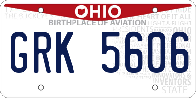 OH license plate GRK5606