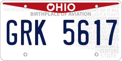 OH license plate GRK5617