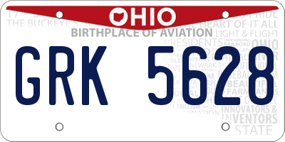 OH license plate GRK5628