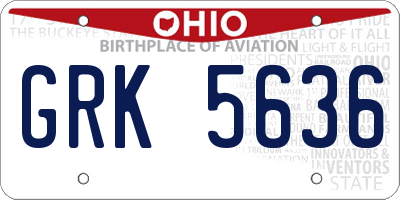 OH license plate GRK5636