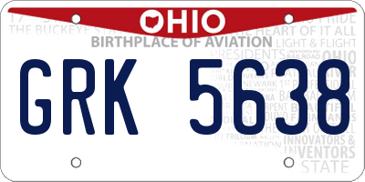 OH license plate GRK5638
