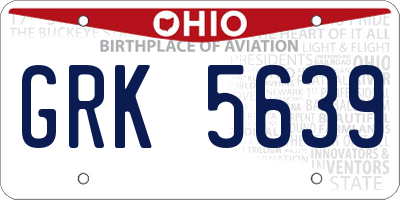 OH license plate GRK5639