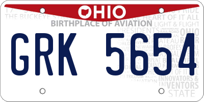 OH license plate GRK5654