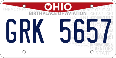 OH license plate GRK5657
