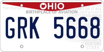OH license plate GRK5668