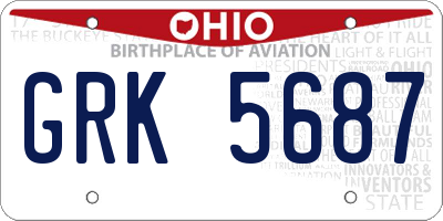 OH license plate GRK5687