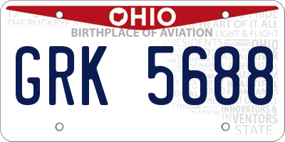 OH license plate GRK5688