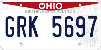 OH license plate GRK5697