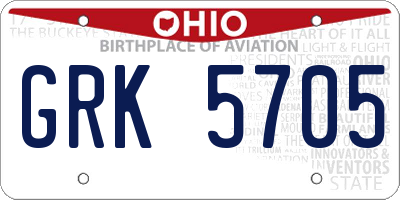 OH license plate GRK5705