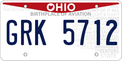 OH license plate GRK5712