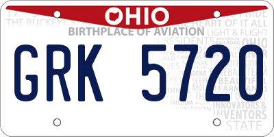 OH license plate GRK5720
