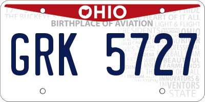 OH license plate GRK5727