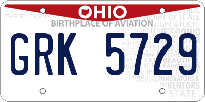 OH license plate GRK5729