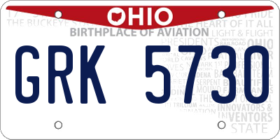 OH license plate GRK5730