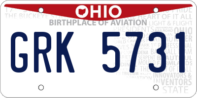 OH license plate GRK5731