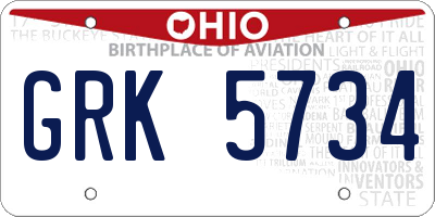 OH license plate GRK5734