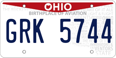 OH license plate GRK5744