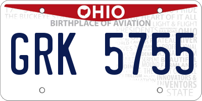 OH license plate GRK5755