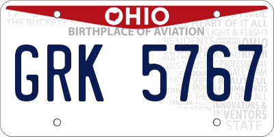 OH license plate GRK5767