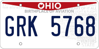 OH license plate GRK5768