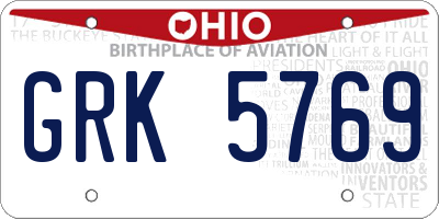 OH license plate GRK5769