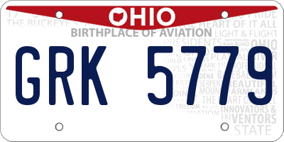 OH license plate GRK5779