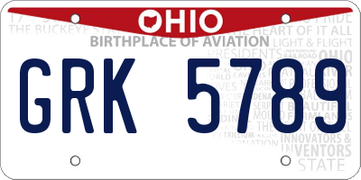 OH license plate GRK5789