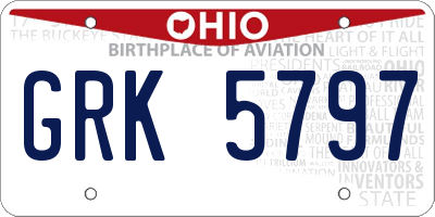 OH license plate GRK5797
