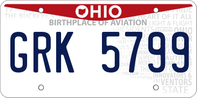OH license plate GRK5799