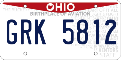 OH license plate GRK5812