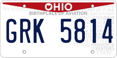 OH license plate GRK5814