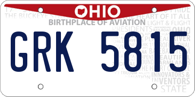 OH license plate GRK5815
