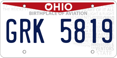 OH license plate GRK5819