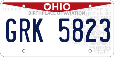 OH license plate GRK5823