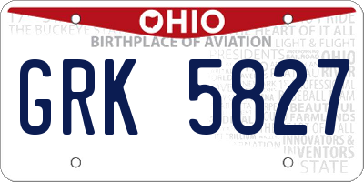 OH license plate GRK5827