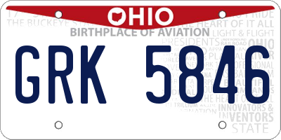 OH license plate GRK5846