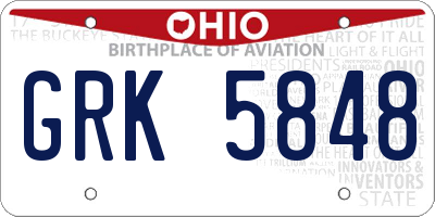 OH license plate GRK5848